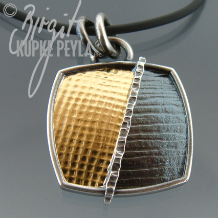 Cushion Shaped Gold and Silver Pendant