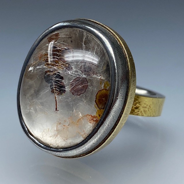 Quartz with Inclusions. OOAK Ring, size 7.5