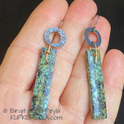 African Turquoise Dangle Earrings