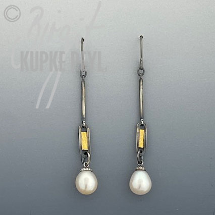 Long slender Pearl Dangle Earrings