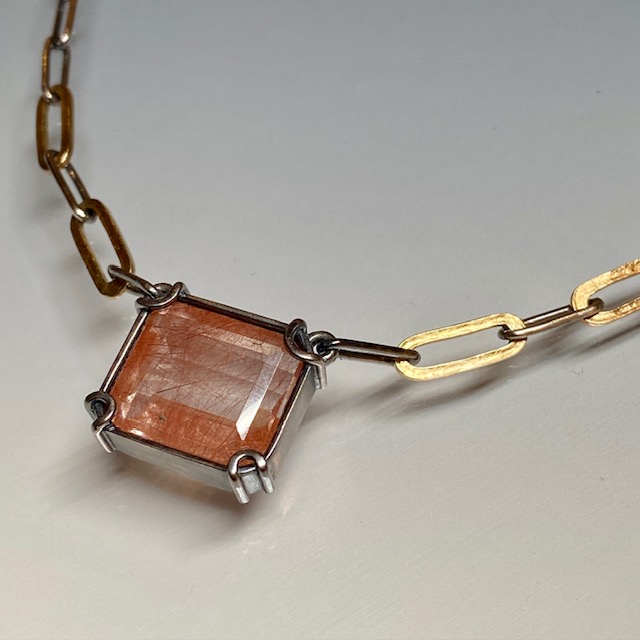 Red Rutile in Quartz Necklace