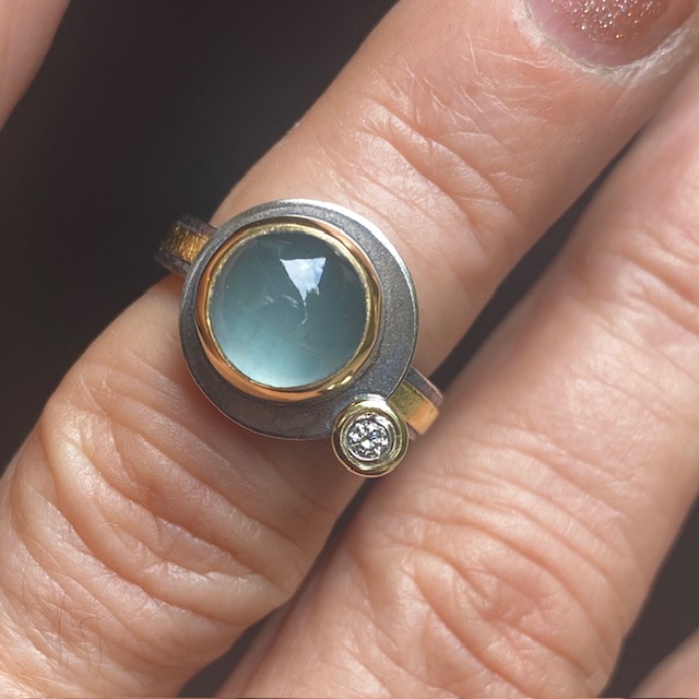 Aquamarine with Diamond Companion Ring Aquamarine with Diamond Companion Ring